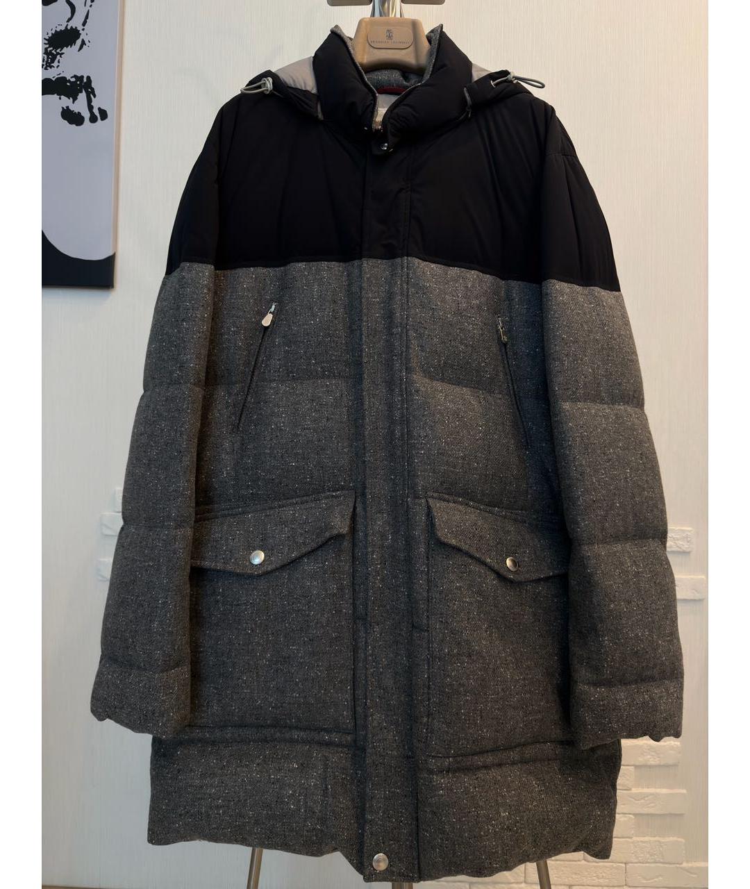 BRUNELLO CUCINELLI Серый шерстяной пуховик, фото 9