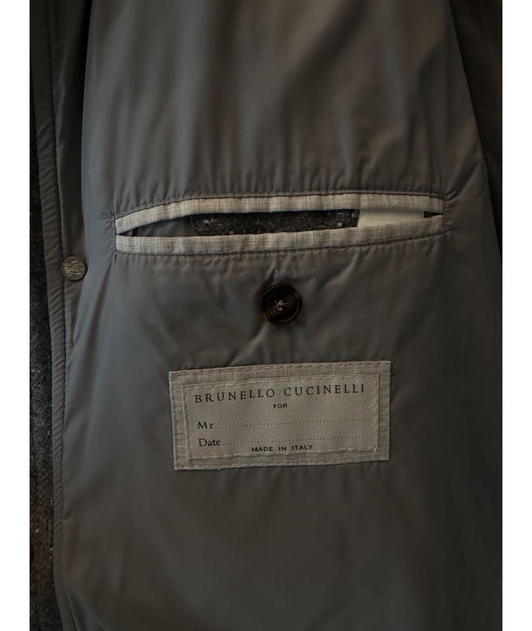 BRUNELLO CUCINELLI Серый шерстяной пуховик, фото 6