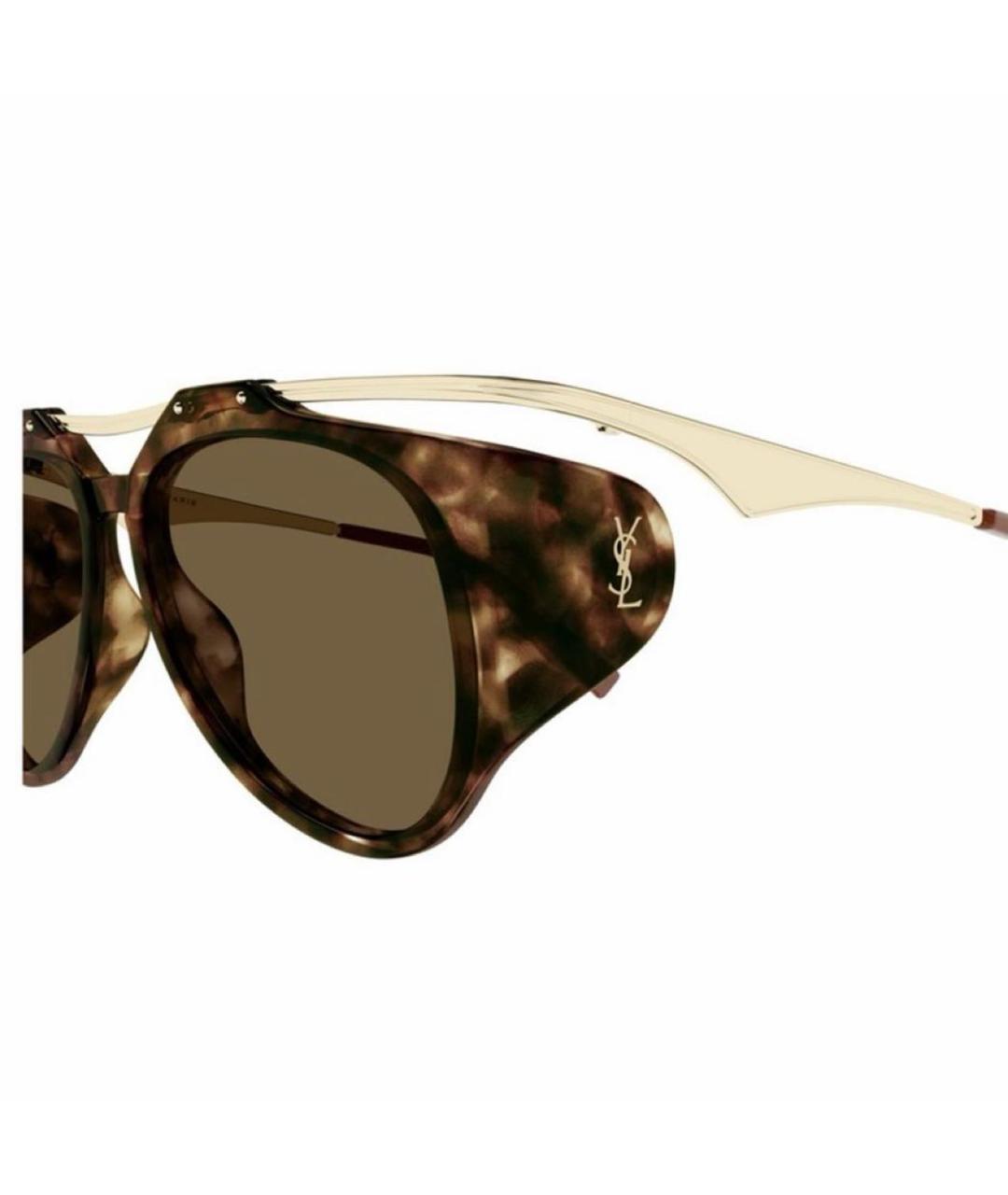 SAINT LAURENT Коричневые пластиковые солнцезащитные очки, фото 2