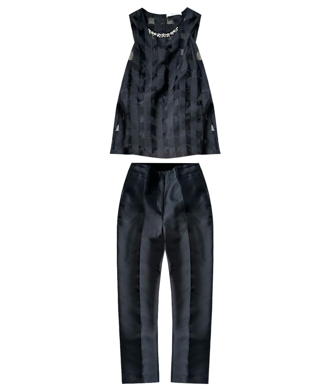 BLUMARINE Черный шифоновый костюм с брюками, фото 1