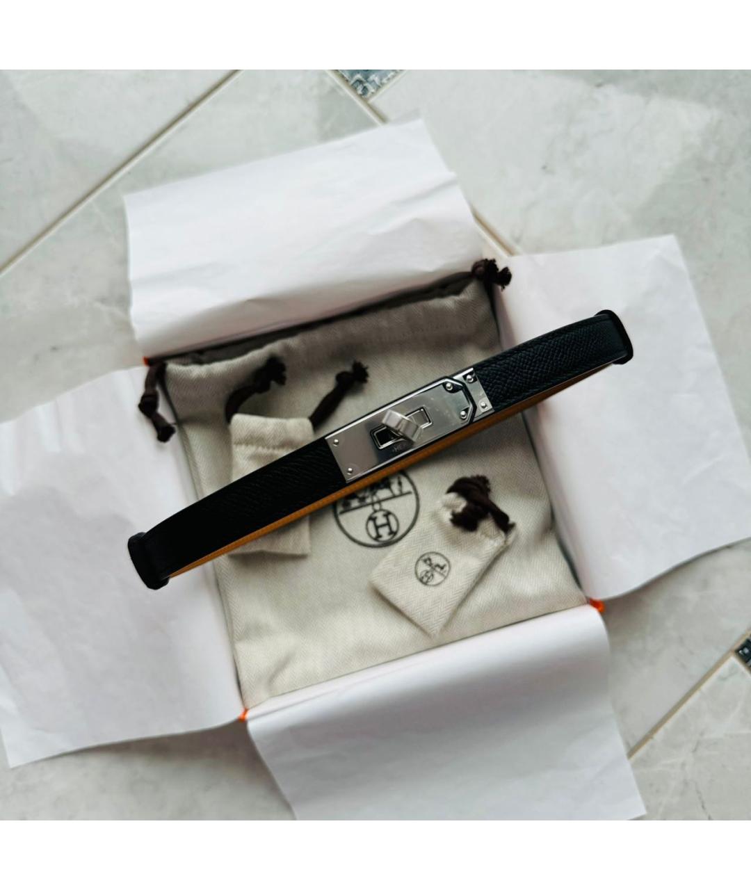 HERMES Черный кожаный ремень, фото 3