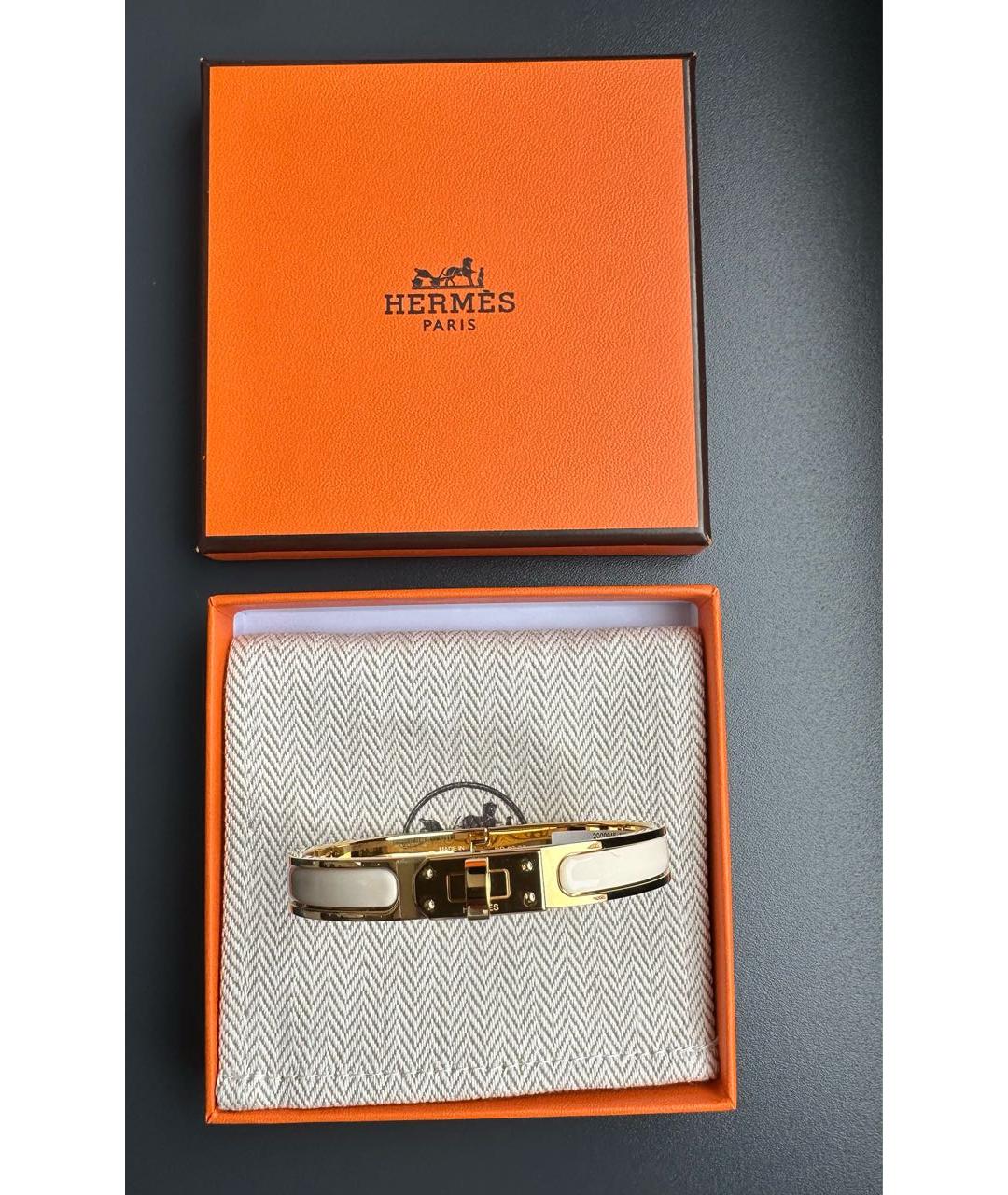 HERMES Белый металлический браслет, фото 4