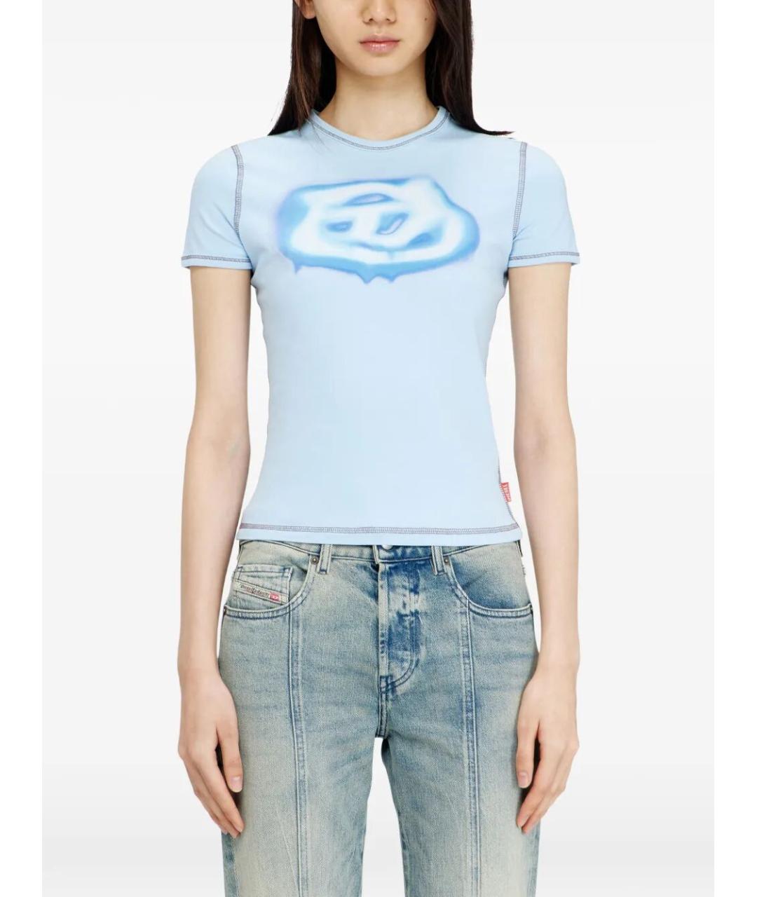 DIESEL Голубая хлопковая футболка, фото 4