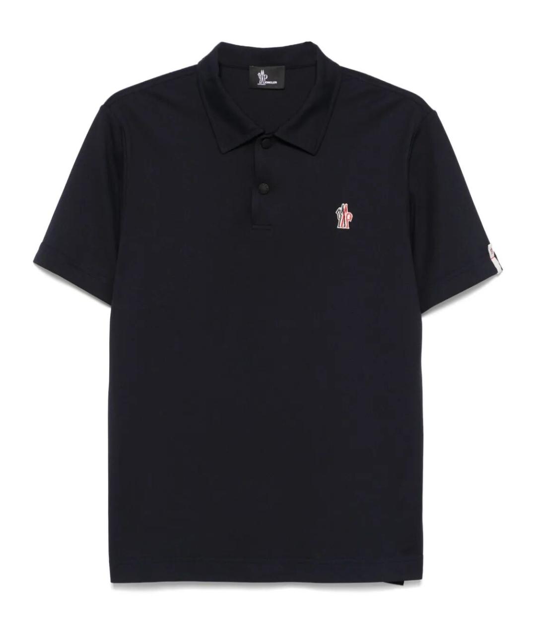 MONCLER GRENOBLE Темно-синее поло с коротким рукавом, фото 1