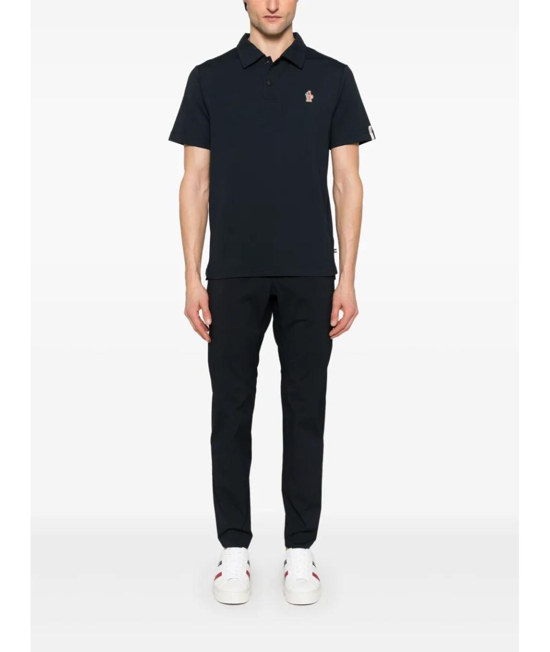 MONCLER GRENOBLE Темно-синее поло с коротким рукавом, фото 2