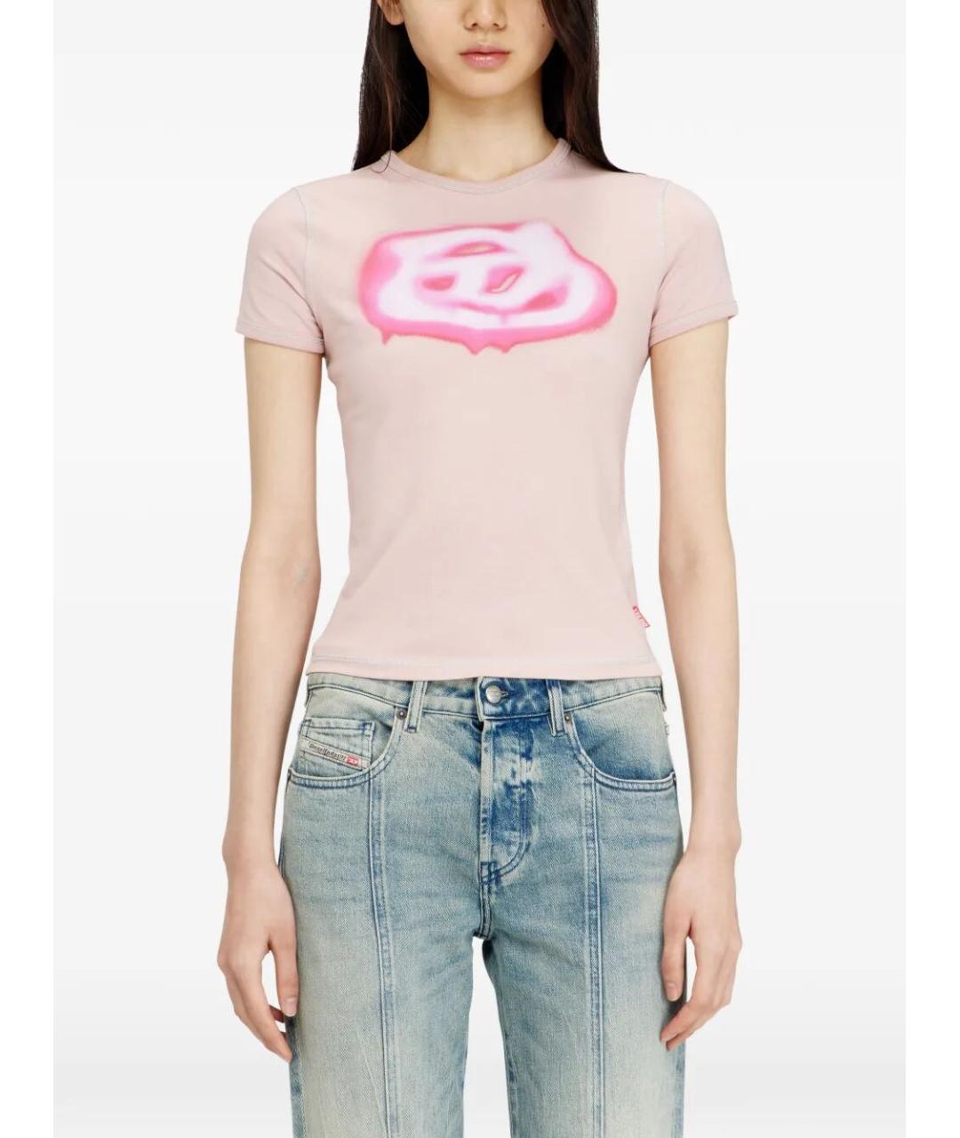 DIESEL Розовая хлопковая футболка, фото 3