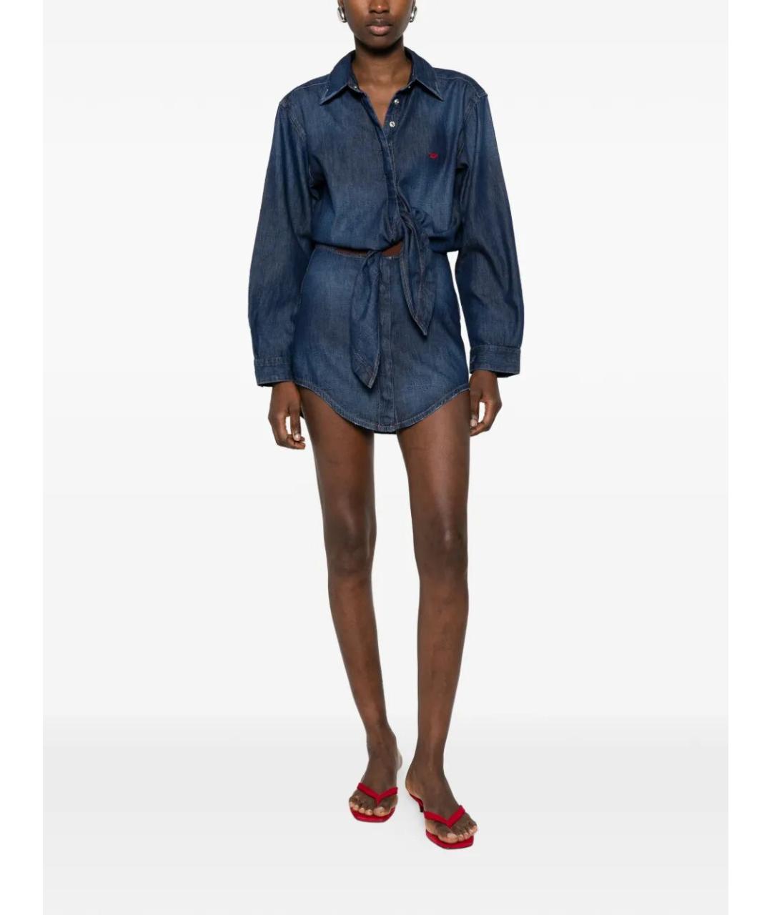 DIESEL Синее хлопковое повседневное платье, фото 2