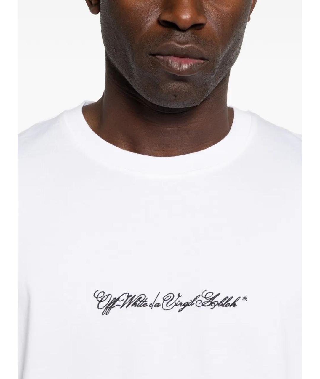 OFF-WHITE Белая хлопковая футболка, фото 3
