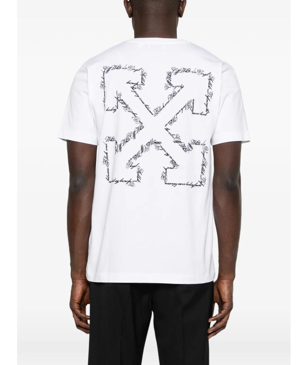 OFF-WHITE Белая хлопковая футболка, фото 4