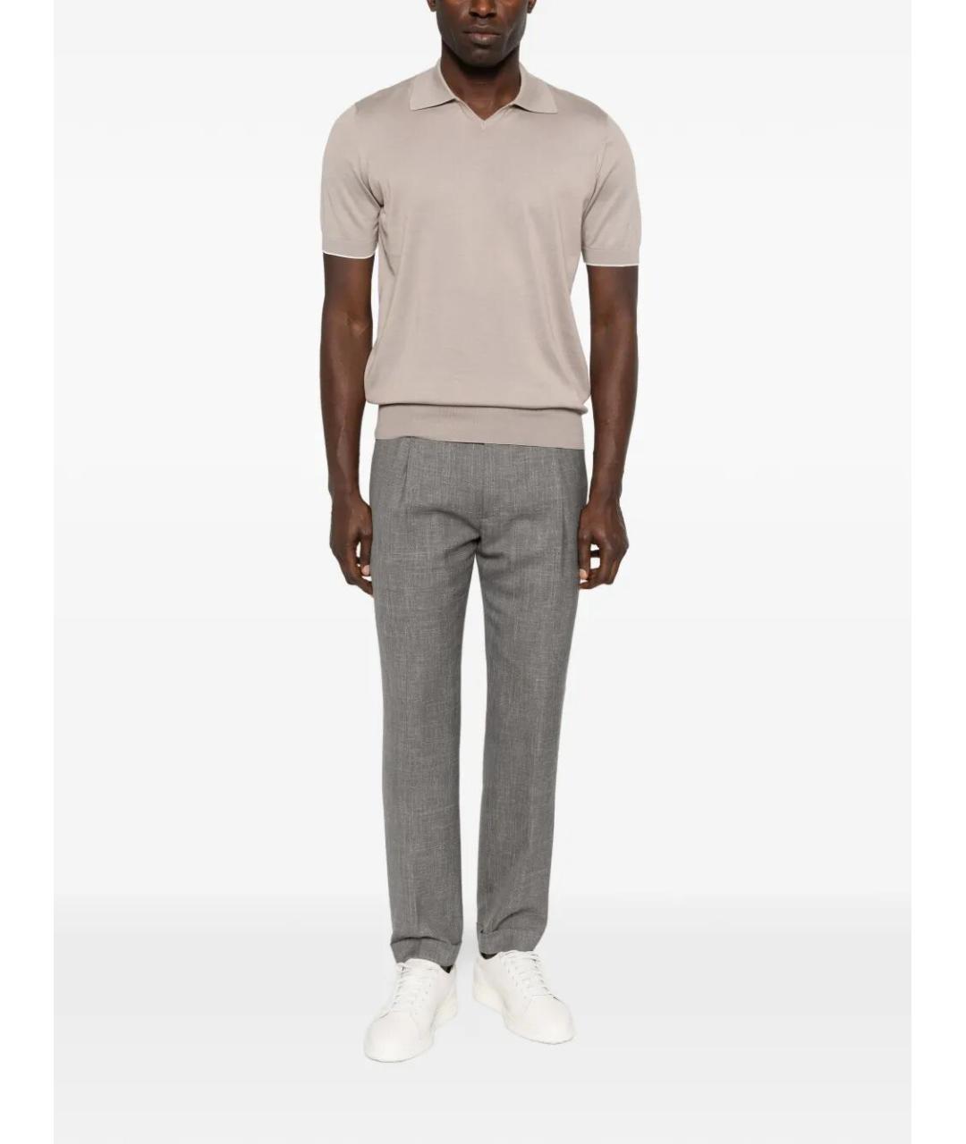BRUNELLO CUCINELLI Бежевое хлопковое поло с коротким рукавом, фото 2