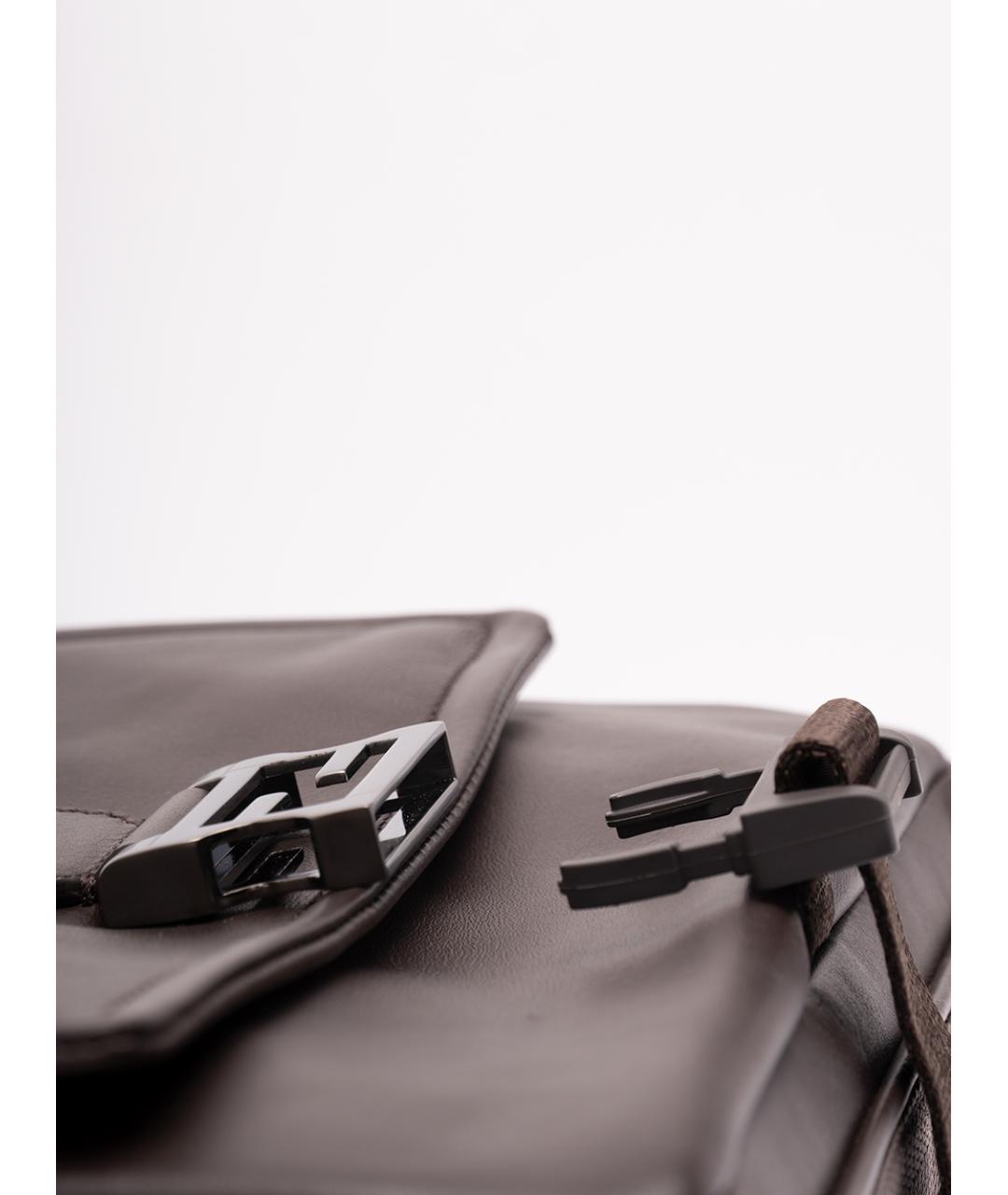 FENDI Коричневая кожаная сумка на плечо, фото 4