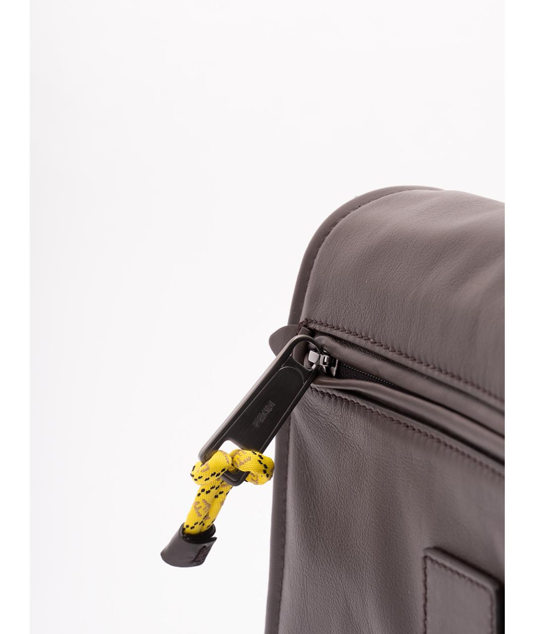 FENDI Коричневая кожаная сумка на плечо, фото 6