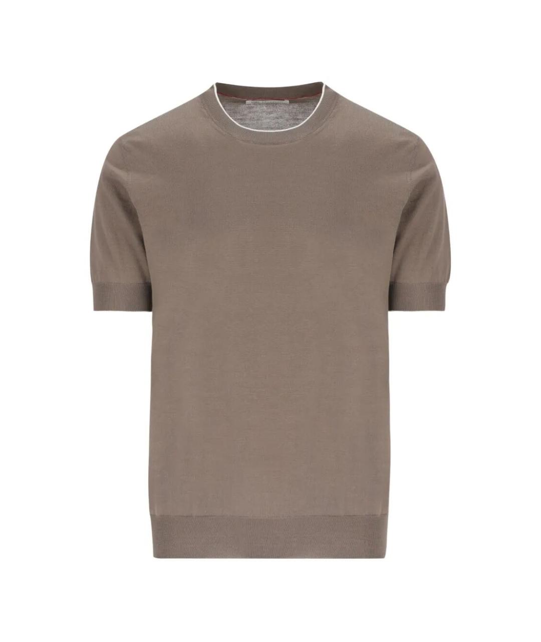 BRUNELLO CUCINELLI Коричневый хлопковый джемпер / свитер, фото 1