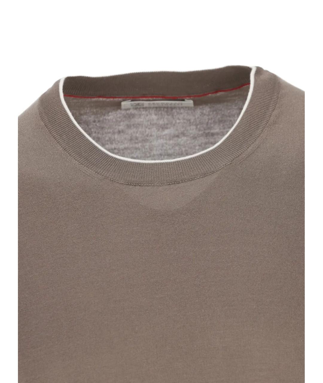 BRUNELLO CUCINELLI Коричневый хлопковый джемпер / свитер, фото 3