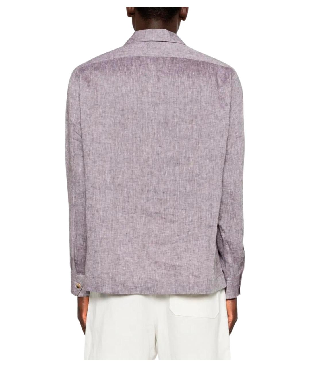 BRUNELLO CUCINELLI Фиолетовая льняная кэжуал рубашка, фото 4