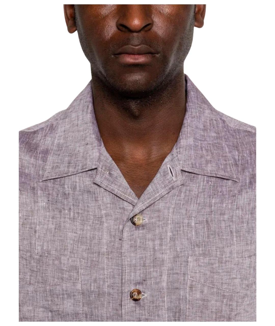 BRUNELLO CUCINELLI Фиолетовая льняная кэжуал рубашка, фото 3
