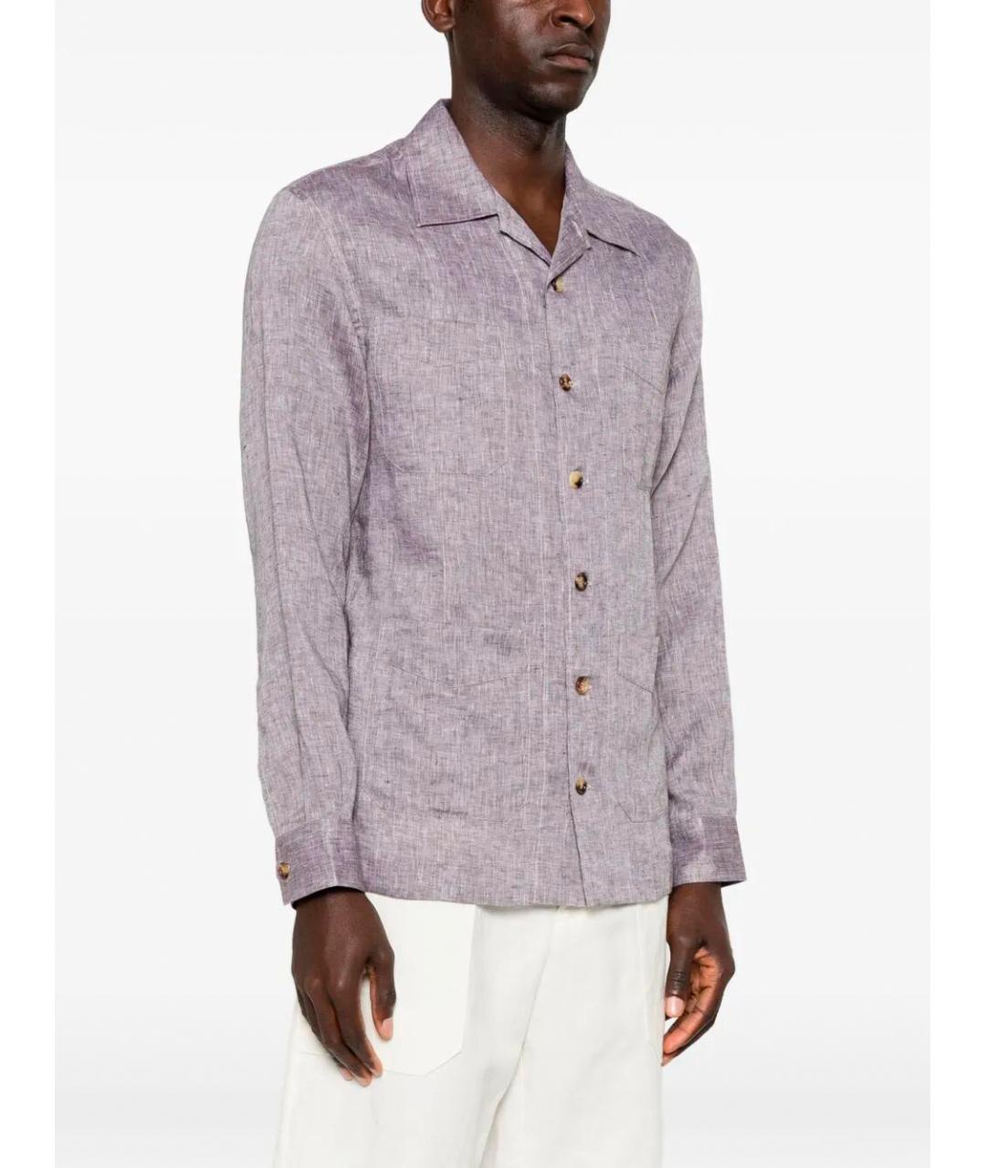 BRUNELLO CUCINELLI Фиолетовая льняная кэжуал рубашка, фото 5