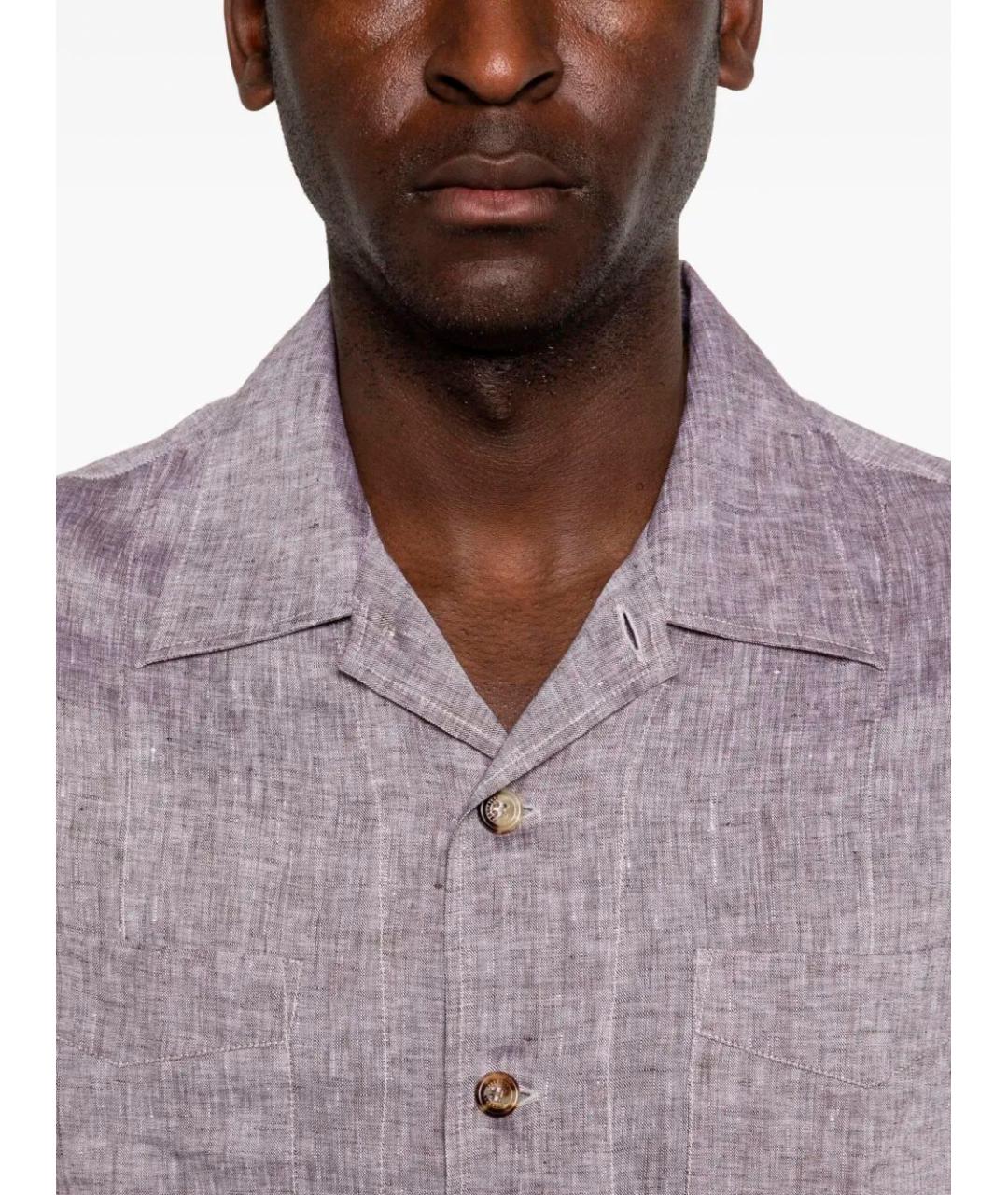 BRUNELLO CUCINELLI Фиолетовая льняная кэжуал рубашка, фото 3