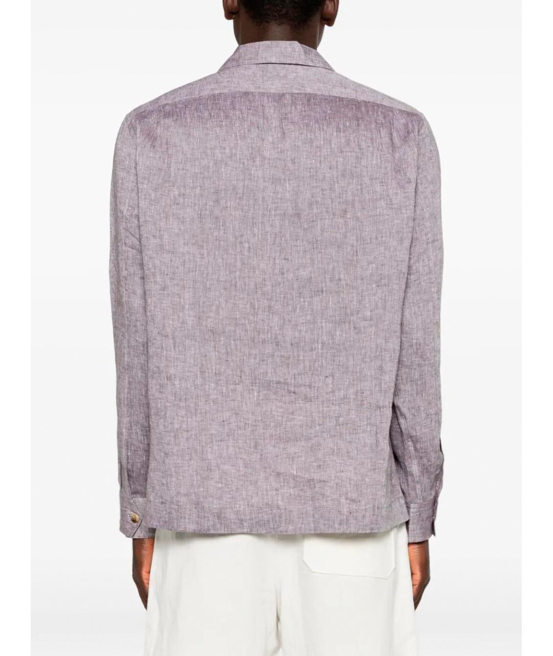 BRUNELLO CUCINELLI Фиолетовая льняная кэжуал рубашка, фото 4