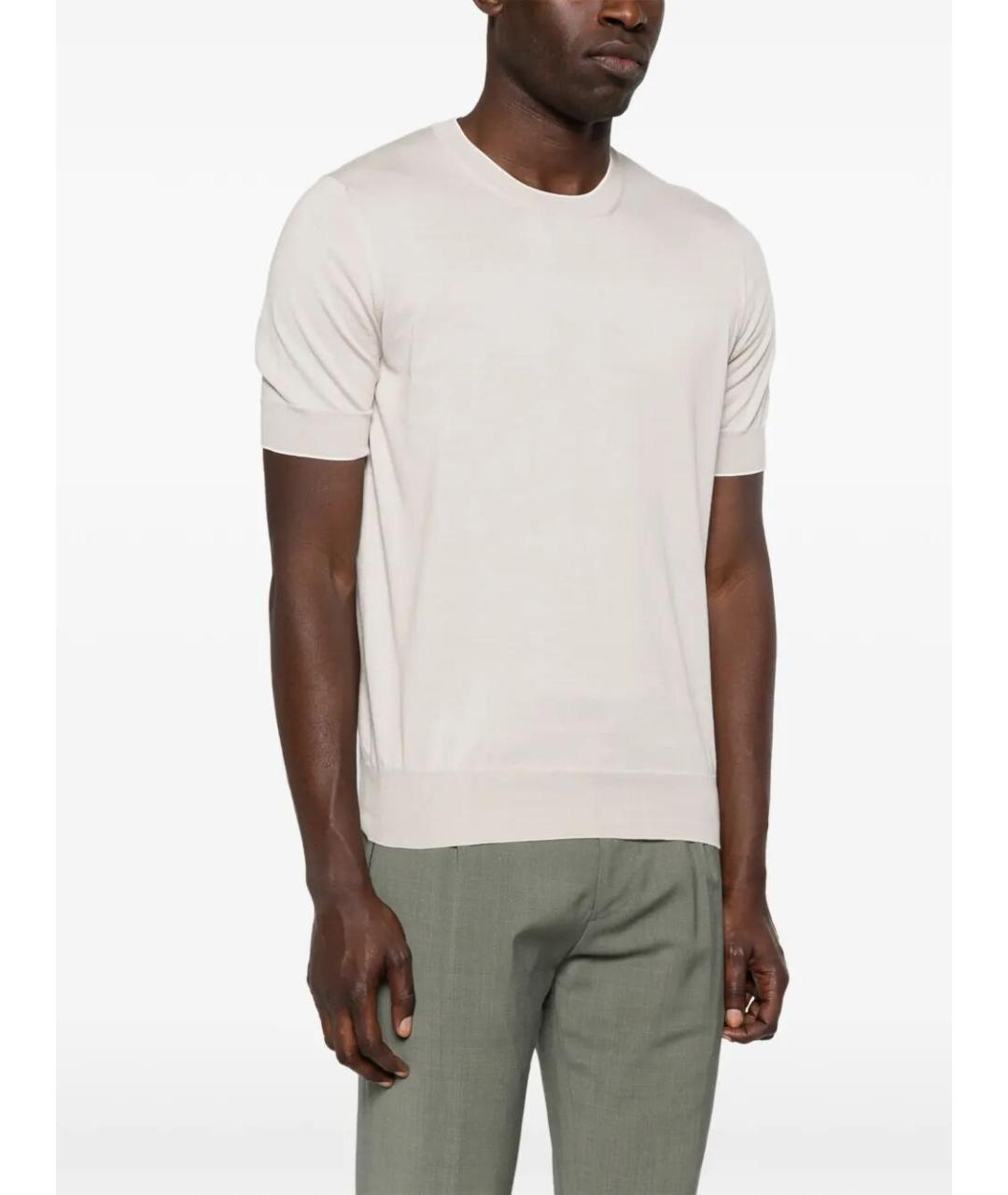 BRUNELLO CUCINELLI Бежевая хлопковая футболка, фото 4