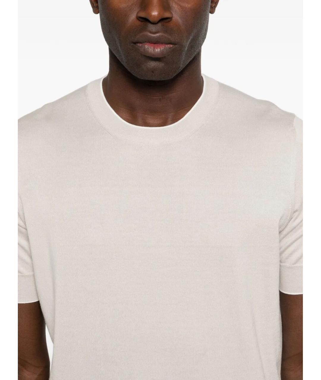 BRUNELLO CUCINELLI Бежевая хлопковая футболка, фото 5