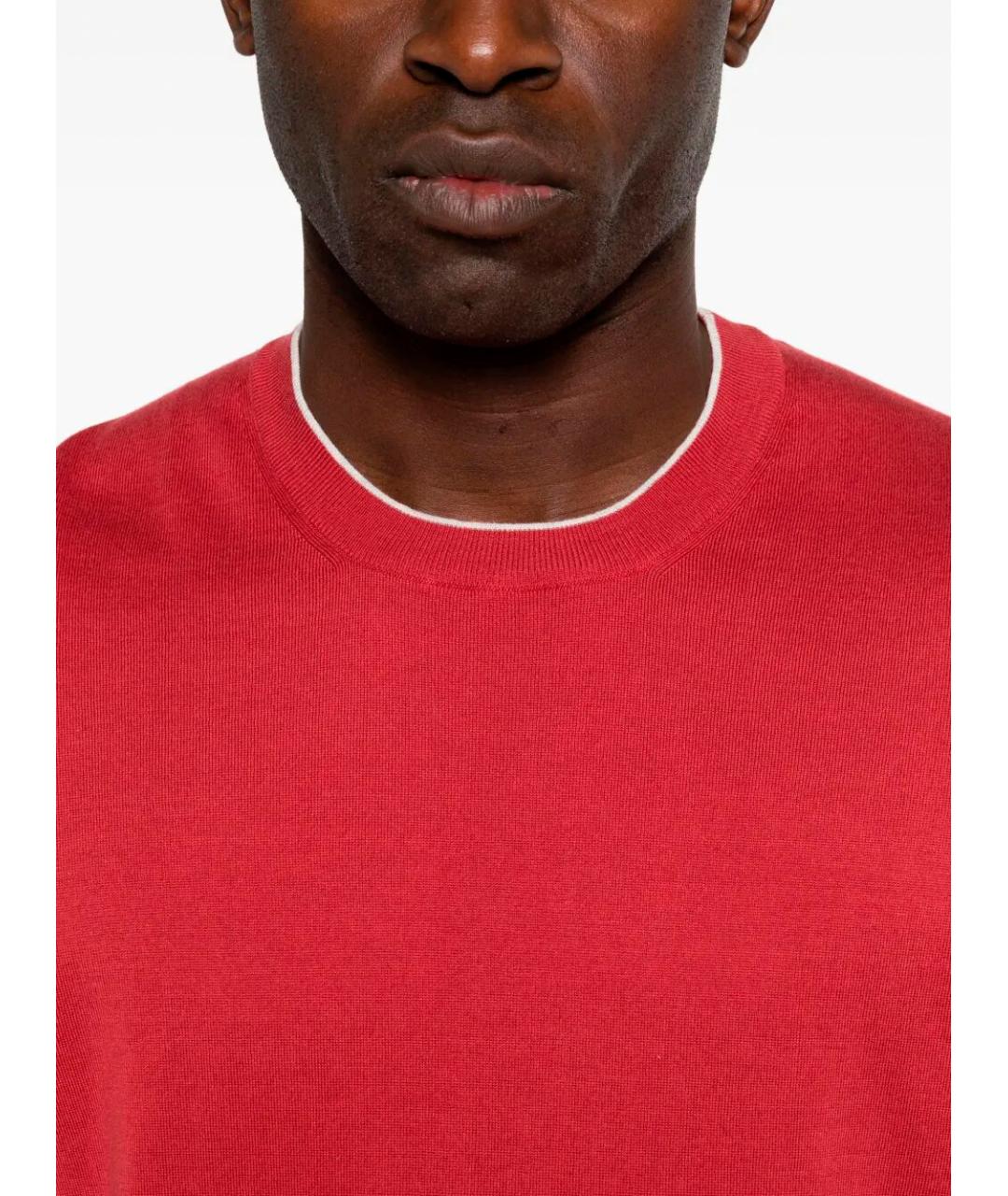 BRUNELLO CUCINELLI Красный хлопковый джемпер / свитер, фото 3