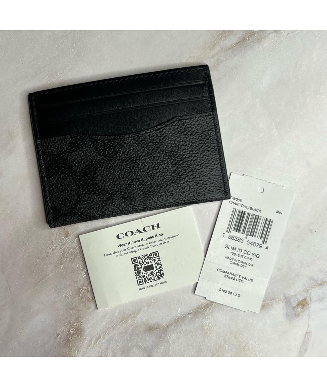COACH Черный кожаный кардхолдер, фото 2