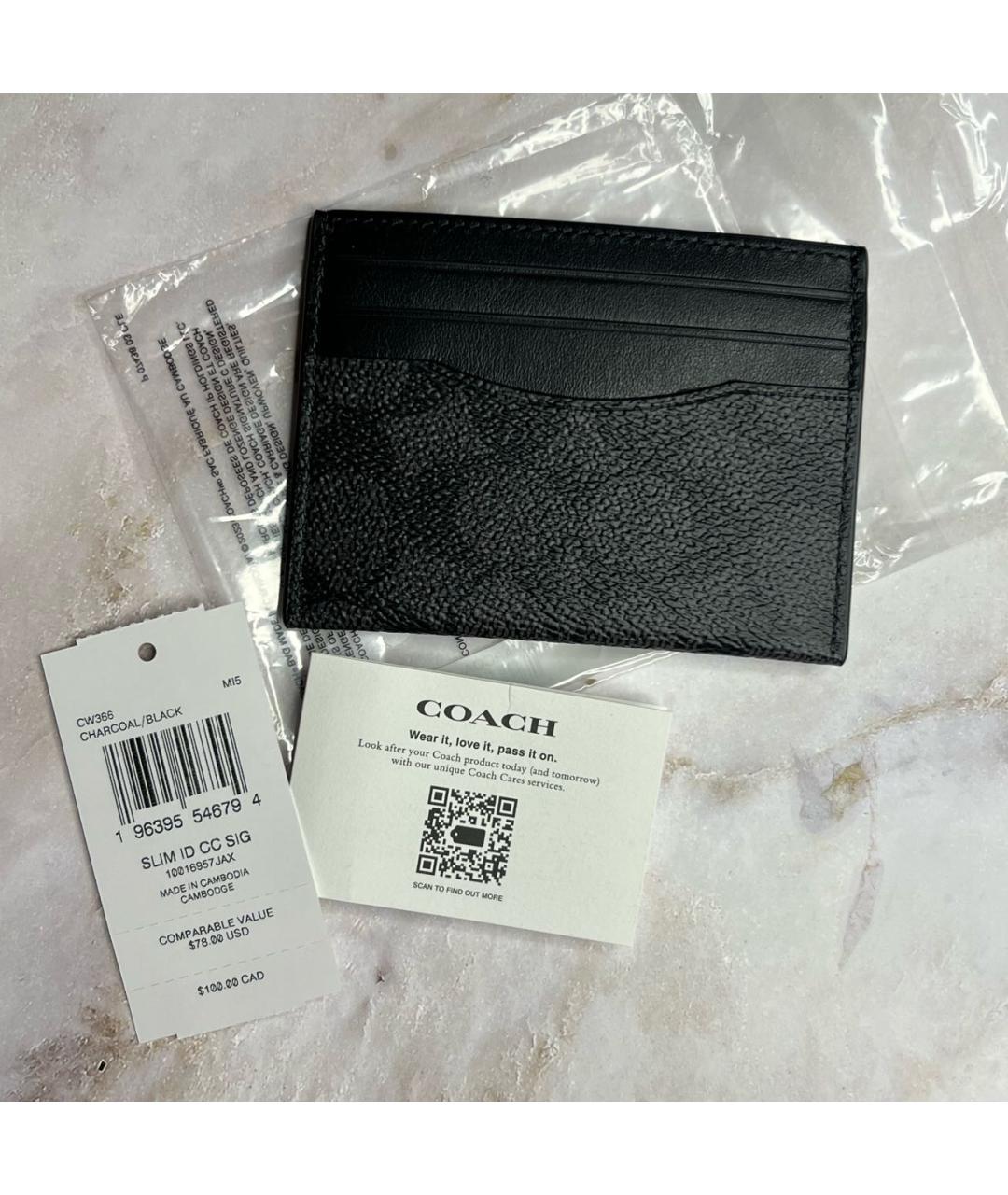 COACH Черный кожаный кардхолдер, фото 8