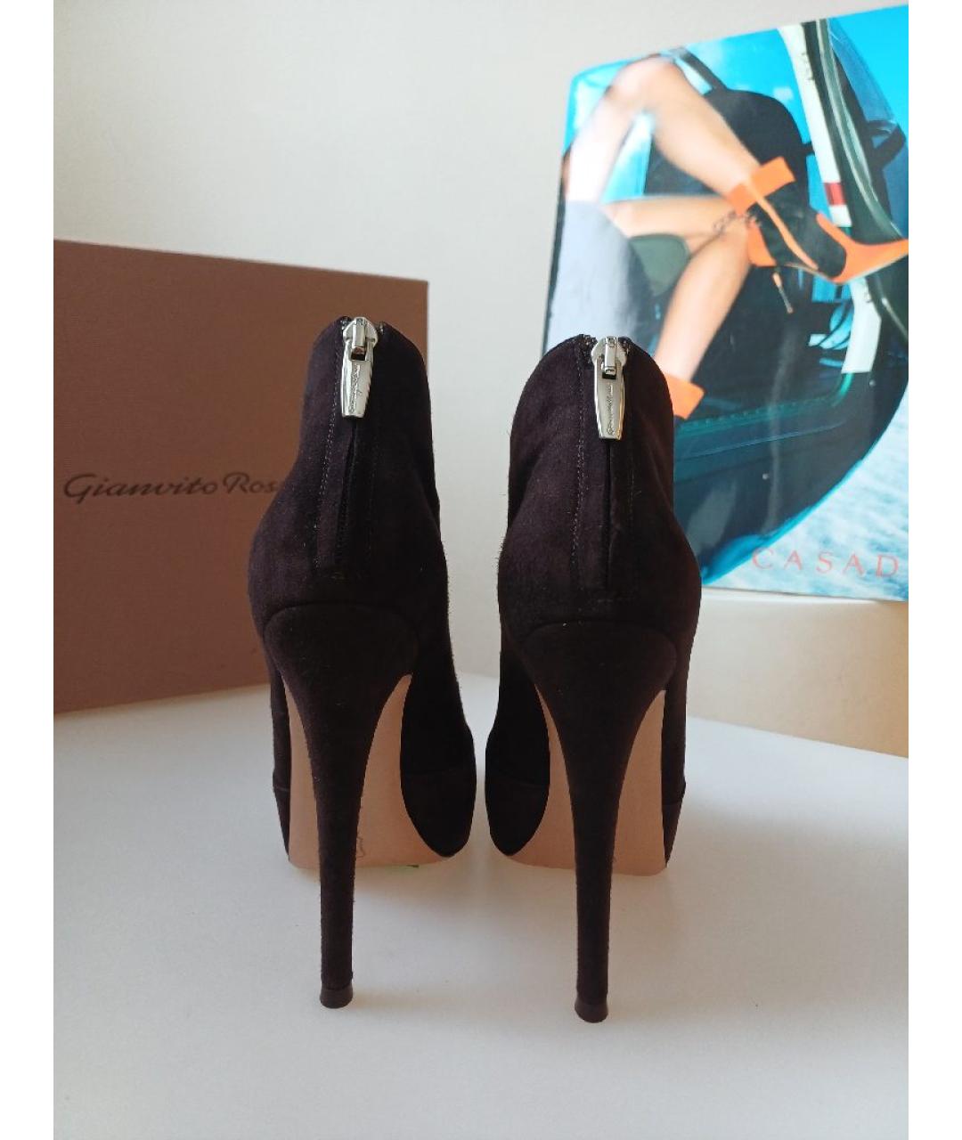 GIANVITO ROSSI Коричневые замшевые ботильоны, фото 8