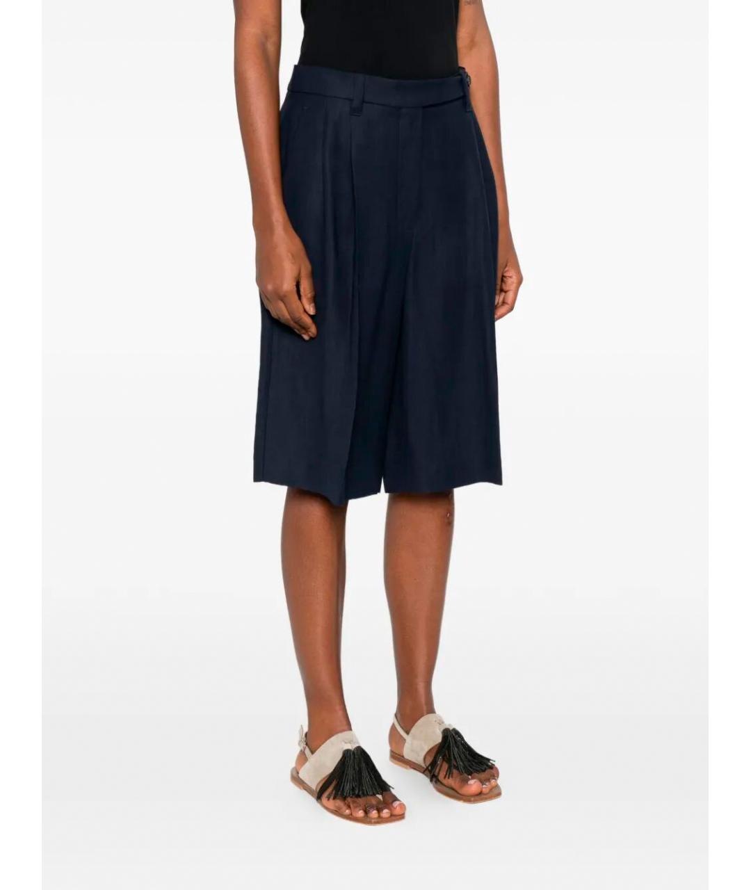 BRUNELLO CUCINELLI Темно-синие вискозные шорты, фото 4