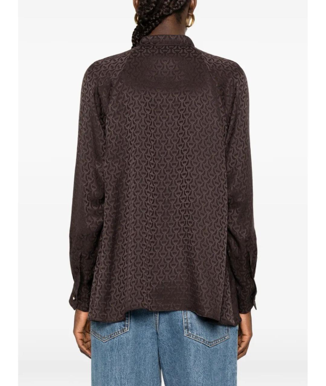 GUCCI Коричневая шелковая блузы, фото 3