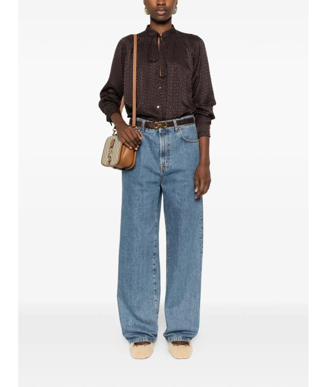 GUCCI Коричневая шелковая блузы, фото 2