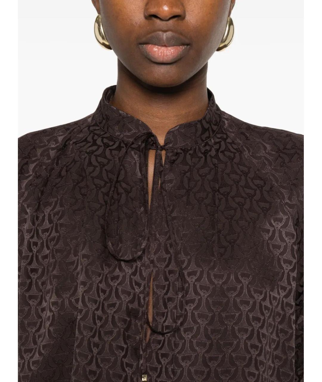GUCCI Коричневая шелковая блузы, фото 5