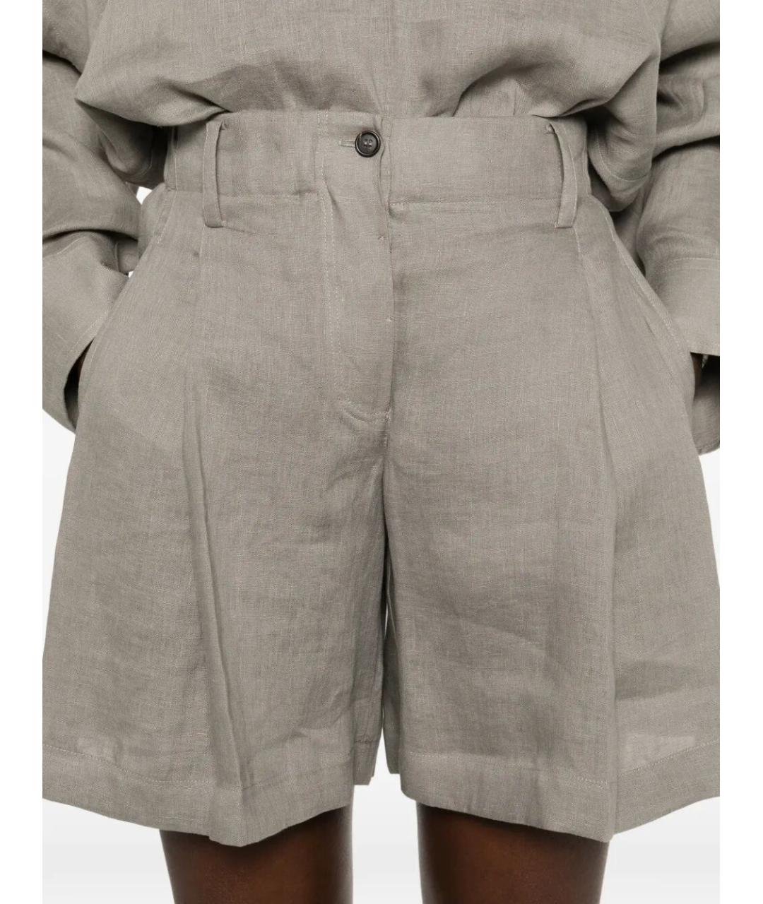 BRUNELLO CUCINELLI Серые льняные шорты, фото 4