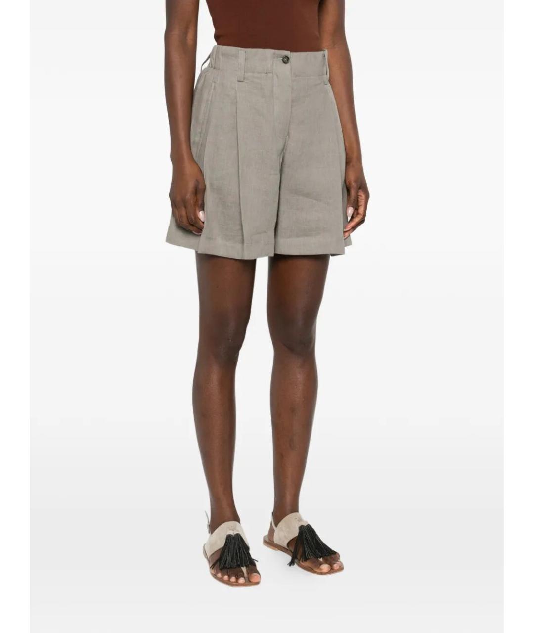 BRUNELLO CUCINELLI Серые льняные шорты, фото 5