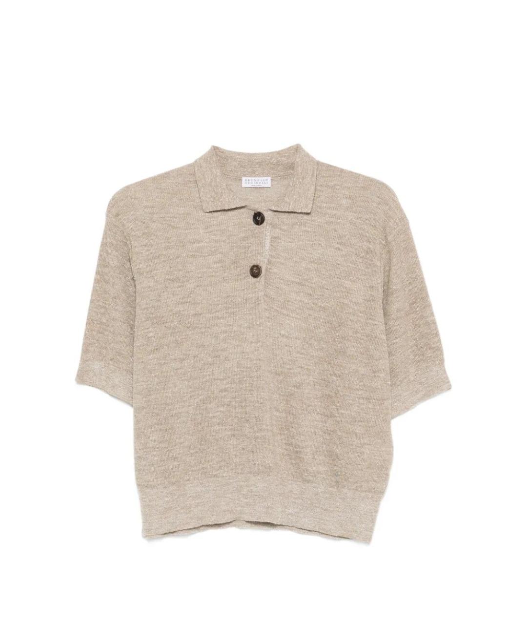 BRUNELLO CUCINELLI Бежевая льняная футболка, фото 1