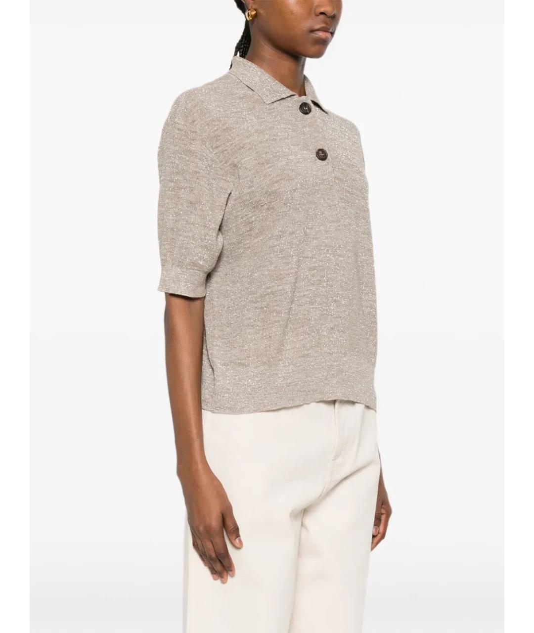 BRUNELLO CUCINELLI Бежевая льняная футболка, фото 5
