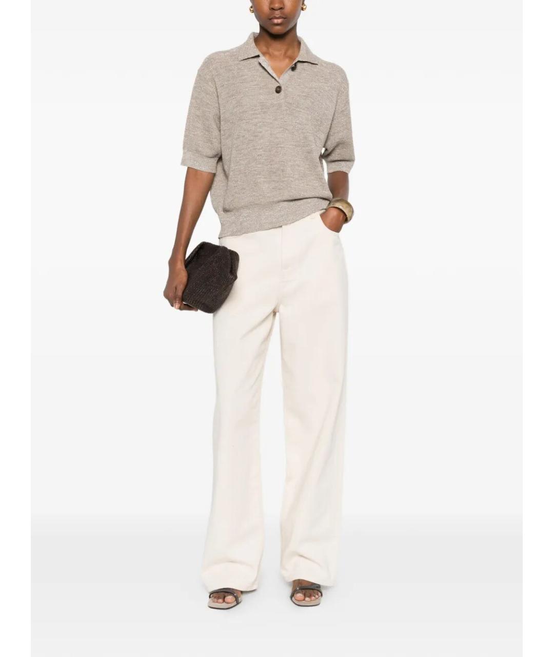 BRUNELLO CUCINELLI Бежевая льняная футболка, фото 2