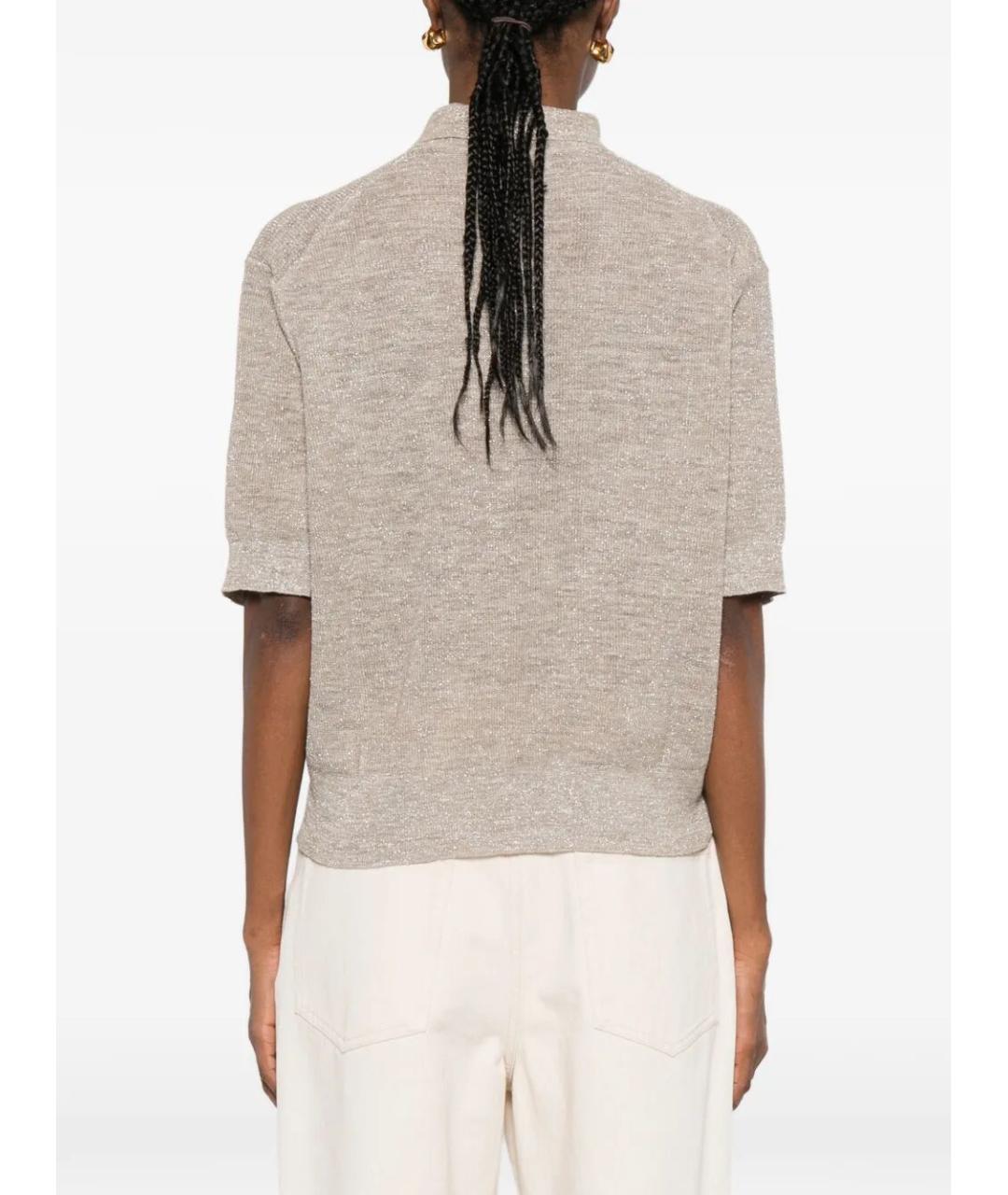 BRUNELLO CUCINELLI Бежевая льняная футболка, фото 3