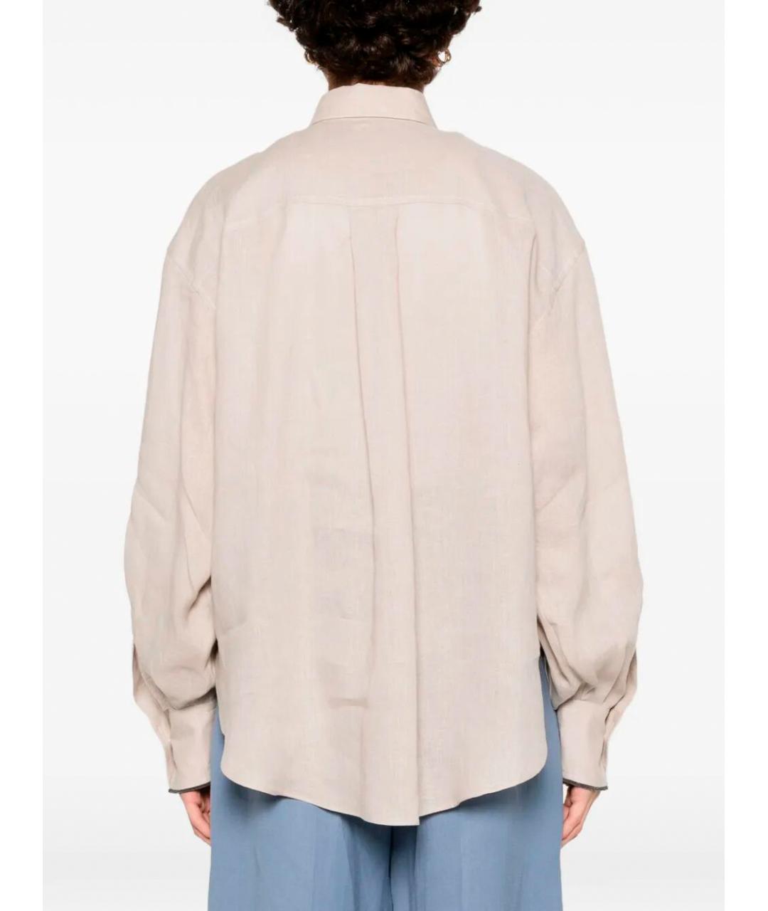 BRUNELLO CUCINELLI Бежевая льняная рубашка, фото 3