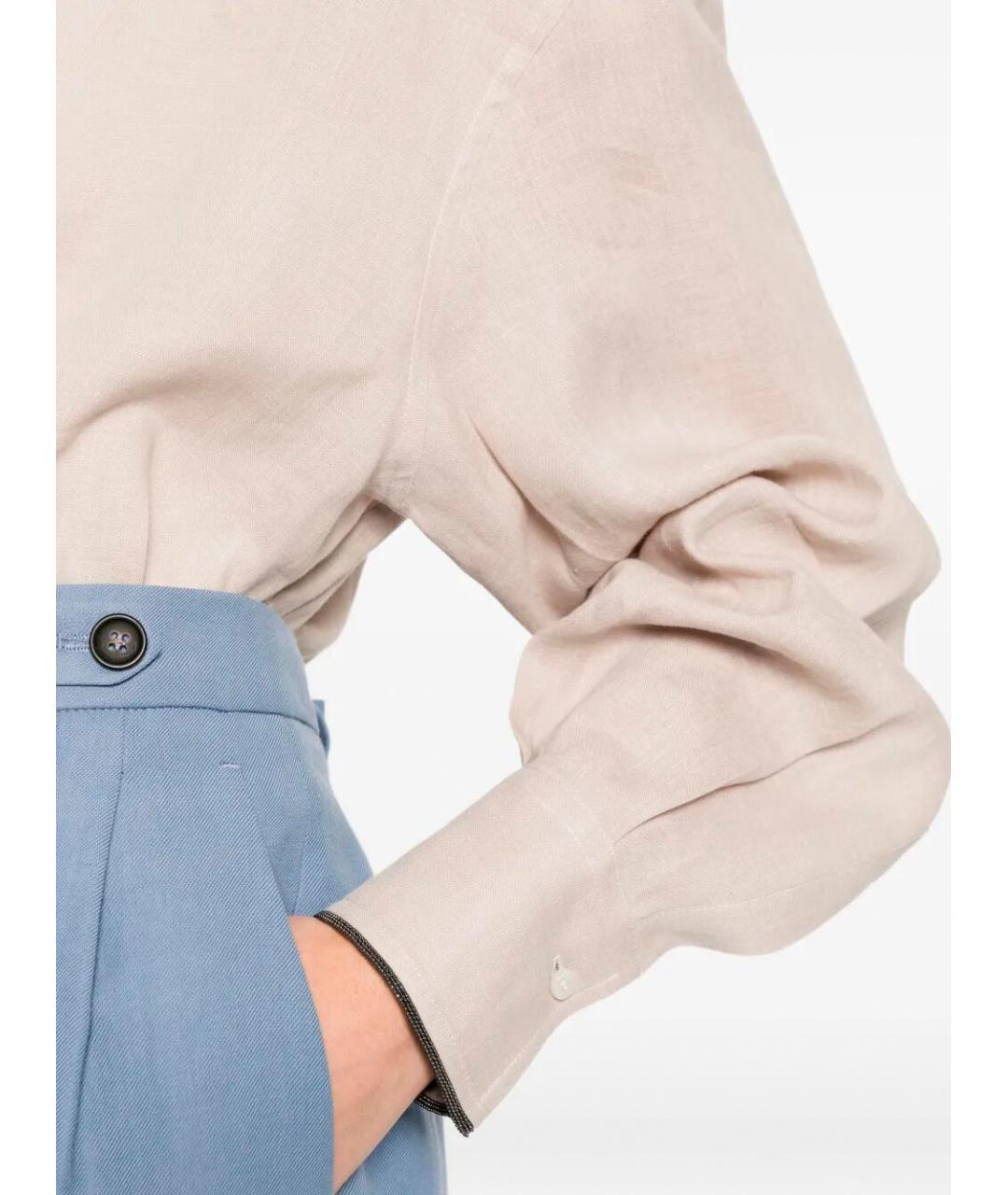 BRUNELLO CUCINELLI Бежевая льняная рубашка, фото 4