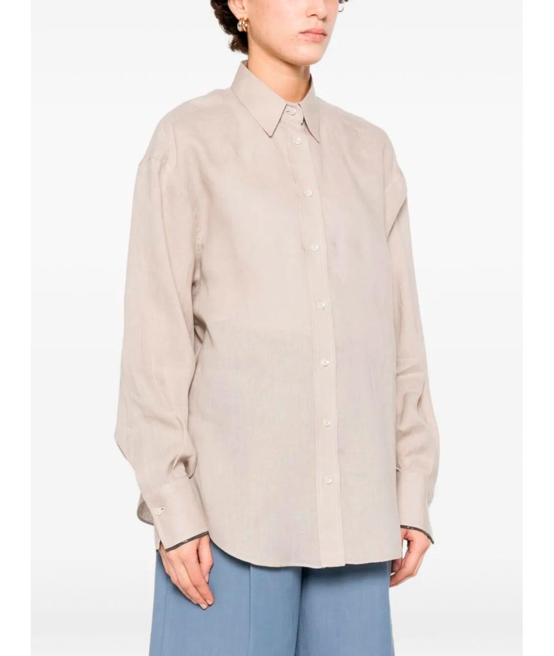 BRUNELLO CUCINELLI Бежевая льняная рубашка, фото 5