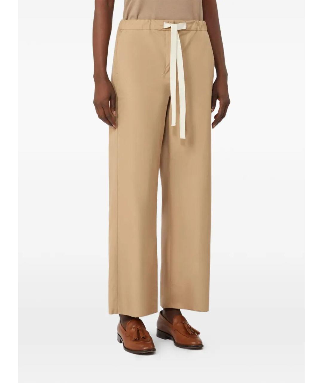 MAX MARA Бежевые хлопковые прямые брюки, фото 2