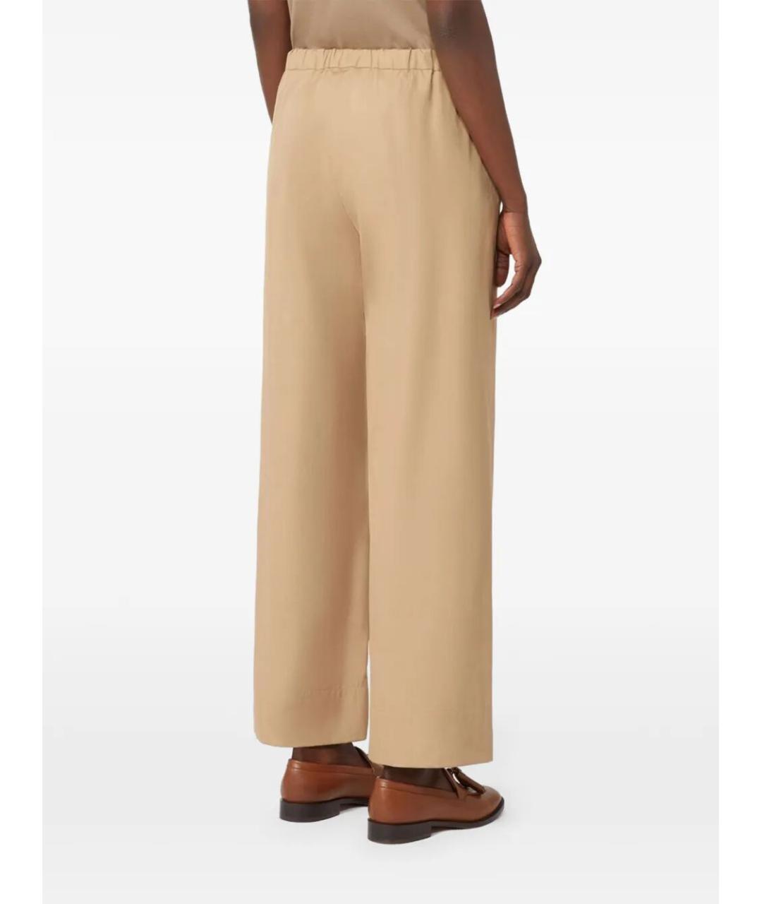 MAX MARA Бежевые хлопковые прямые брюки, фото 3