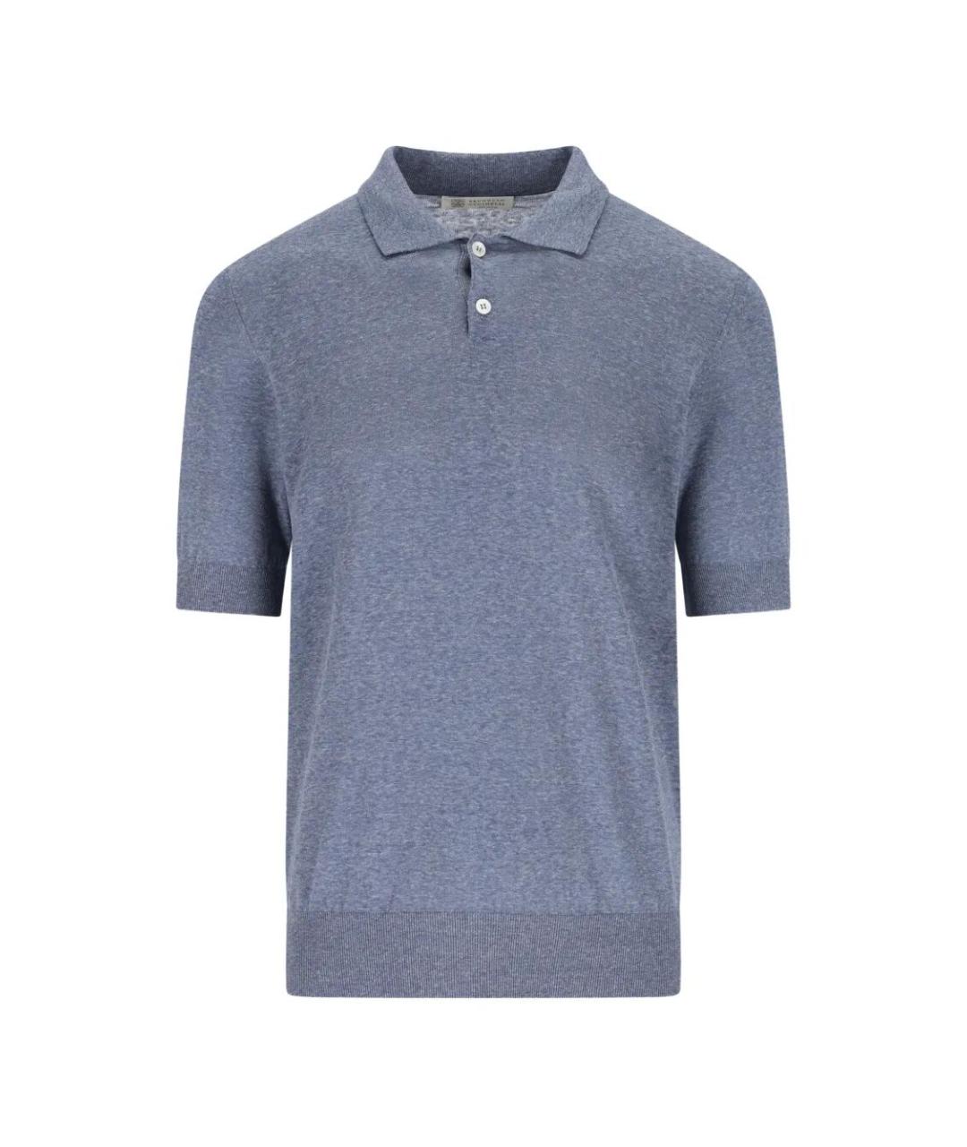 BRUNELLO CUCINELLI Голубое поло с коротким рукавом, фото 1