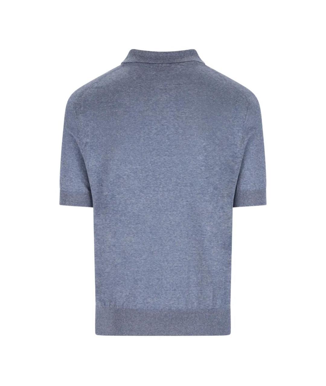 BRUNELLO CUCINELLI Голубое поло с коротким рукавом, фото 2