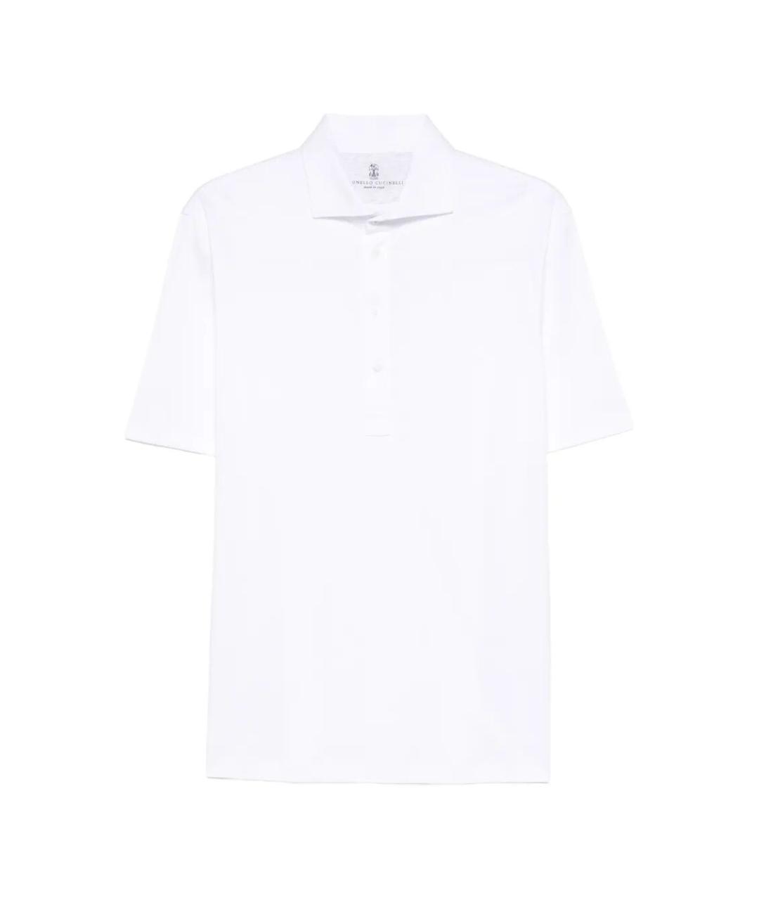 BRUNELLO CUCINELLI Белое хлопковое поло с коротким рукавом, фото 1