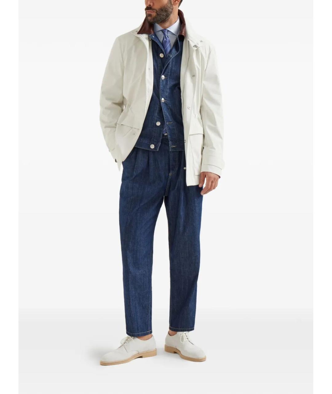 BRUNELLO CUCINELLI Синие хлопковые прямые джинсы, фото 2