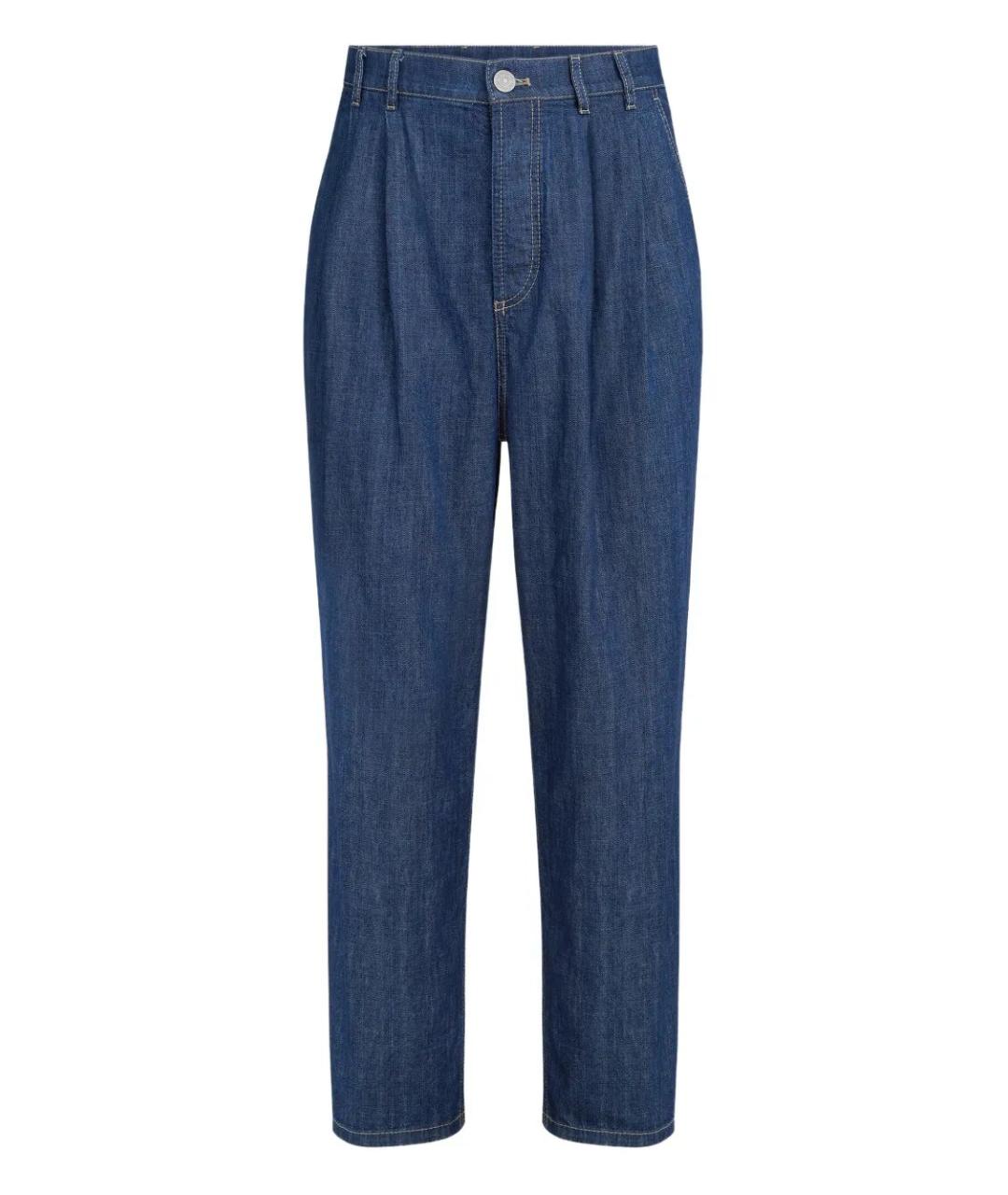 BRUNELLO CUCINELLI Синие хлопковые прямые джинсы, фото 1