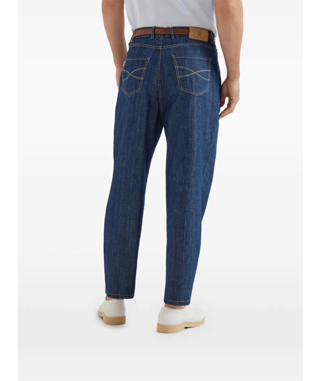 BRUNELLO CUCINELLI Синие хлопковые прямые джинсы, фото 4